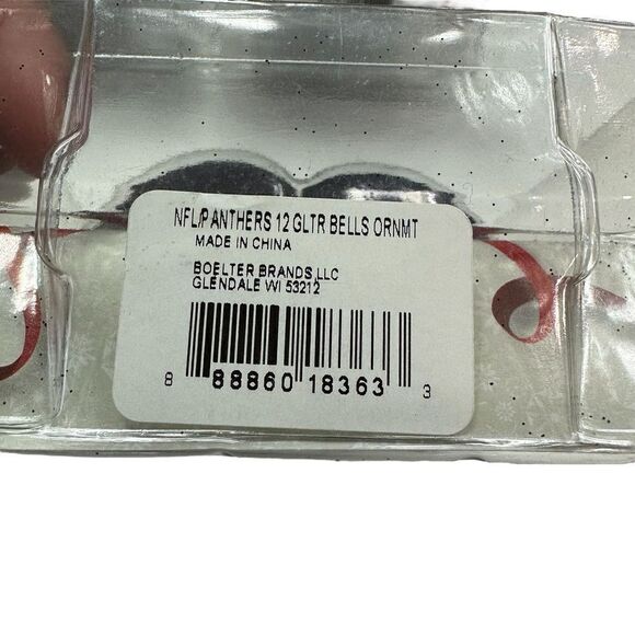 NFL Carolina Panthers Football Bell Glitter Christmas Holiday Ornaments Set of 6 - Picture 7 of 8